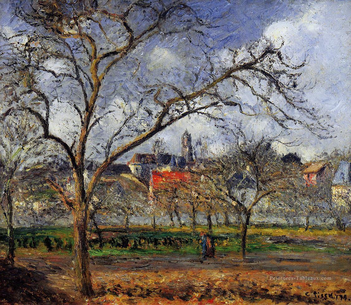 sur verger à pontoise en hiver 1877 Camille Pissarro paysage Peintures à l'huile